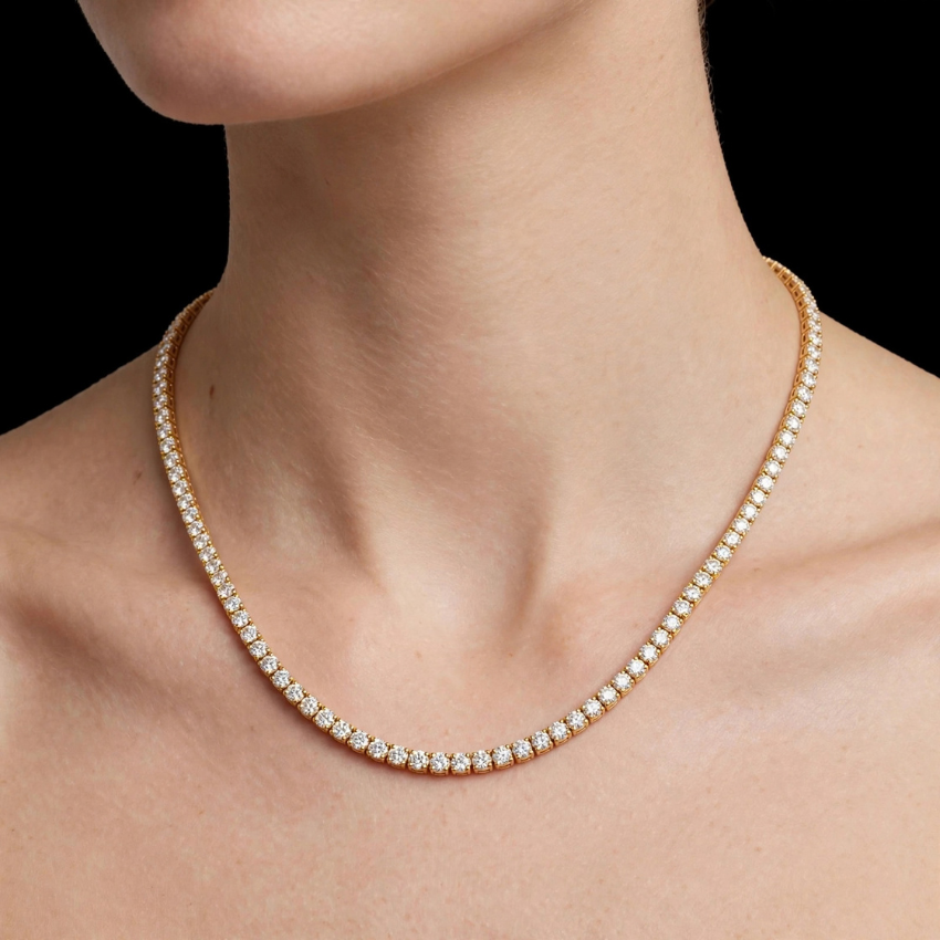 Mirano Jewels Exclusive TCW 51.00CT Lab Diamond Tennis Necklace in 9K Gold