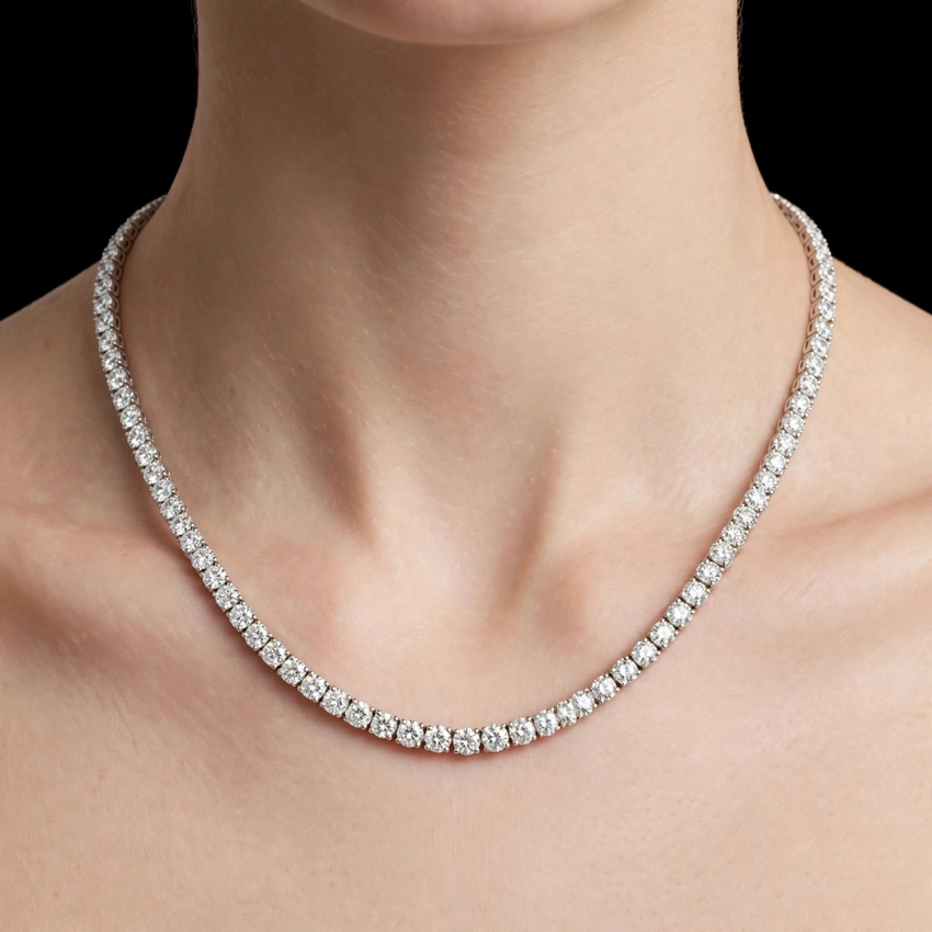 Mirano Jewels 9K Gold Studded 32.40CT Lab Grown Diamond Tennis Necklace