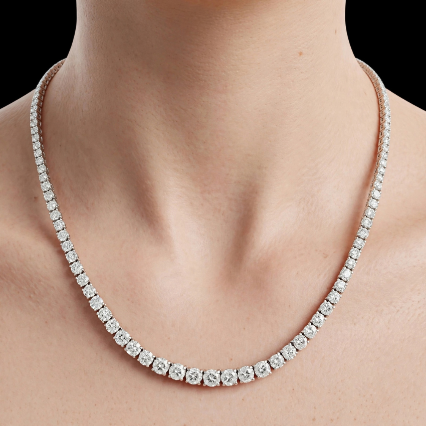 Mirano Jewels 9K Gold Studded Premium TCW 51.00CT Diamond Tennis Necklace