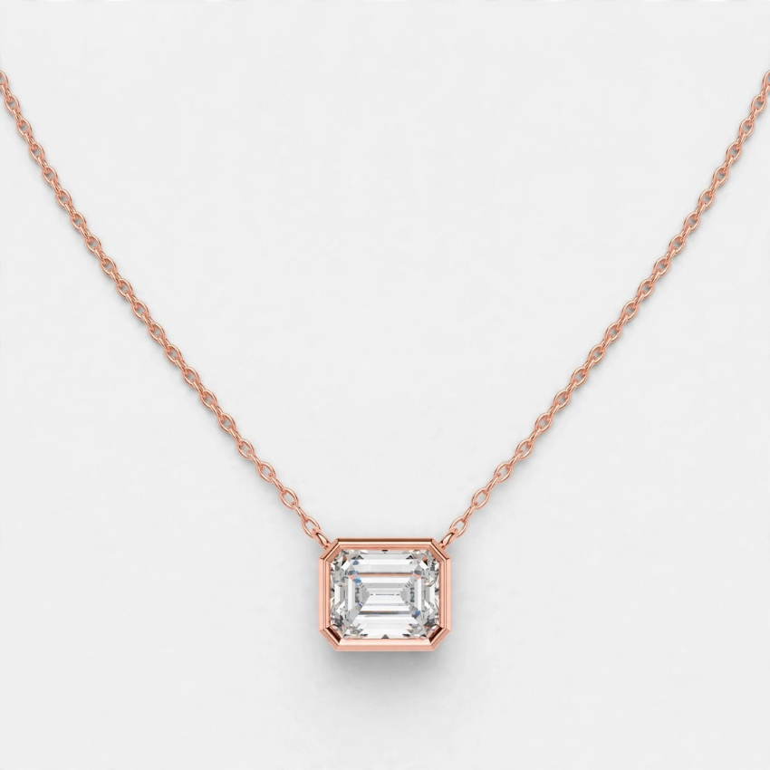 2.50 CT E Color VS2 Emerald Cut Lab Grown Diamond Pendant Necklace in 14K Gold