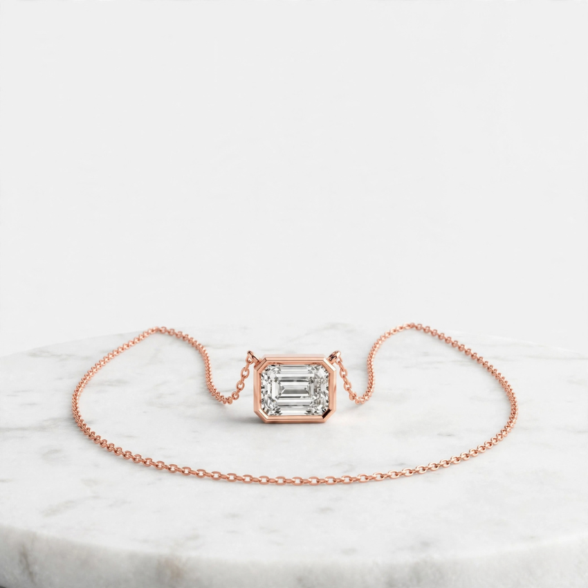 2.50 CT E Color VS2 Emerald Cut Lab Grown Diamond Pendant Necklace in 14K Gold