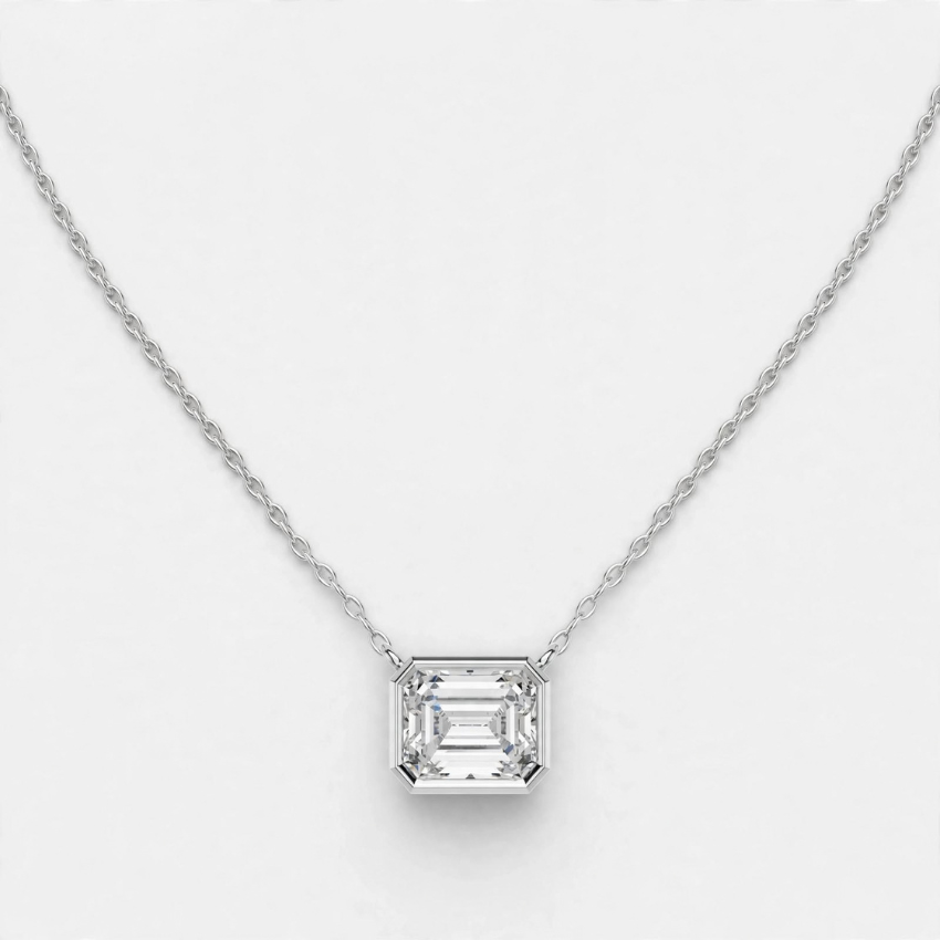 2.50 CT E Color VS2 Emerald Cut Lab Grown Diamond Pendant Necklace in 14K Gold
