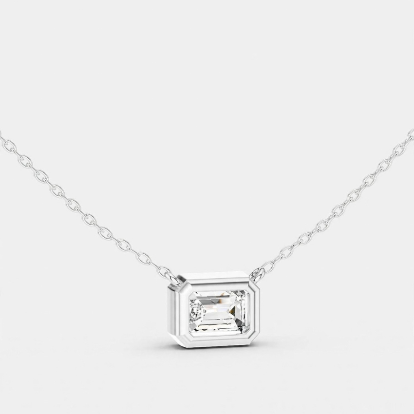 2.50 CT E Color VS2 Emerald Cut Lab Grown Diamond Pendant Necklace in 14K Gold
