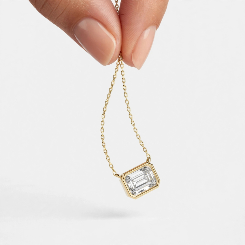 2.50 CT E Color VS2 Emerald Cut Lab Grown Diamond Pendant Necklace in 14K Gold