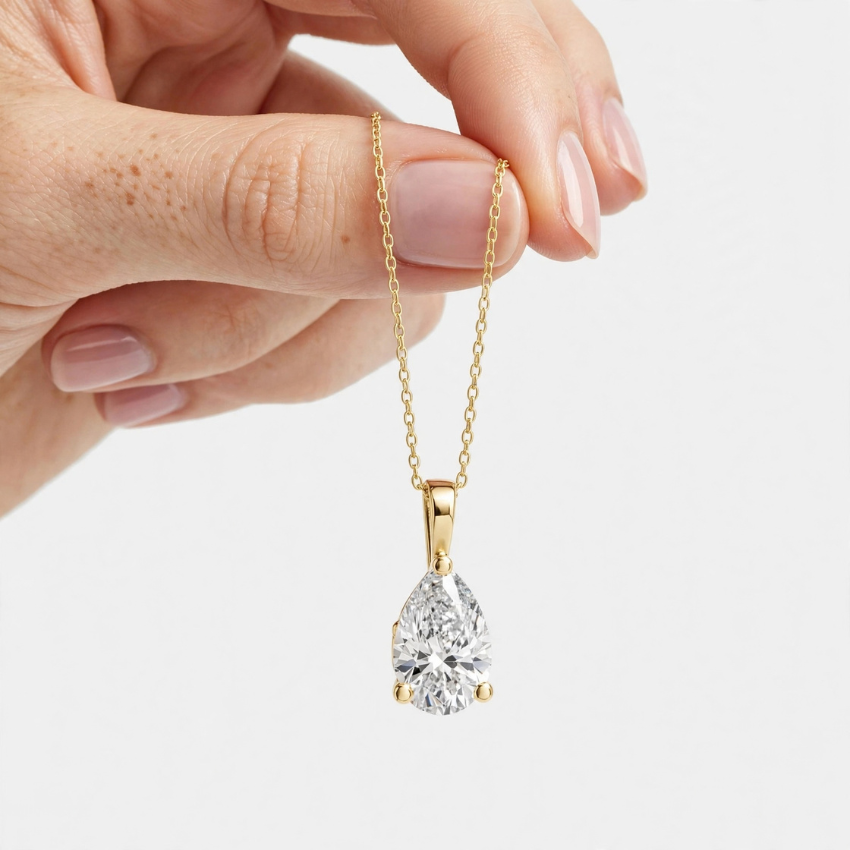 Mirano Jewels 1.00 CT E VS1 Pear Cut Lab Grown Diamond Pendant Necklace in 18K Gold