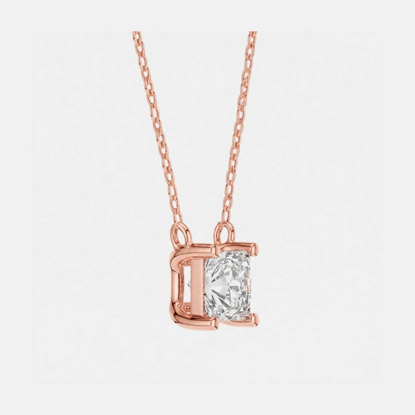 2.50 CT E Color VS1 Princess Cut Lab Diamond Pendant Necklace in 18K Gold