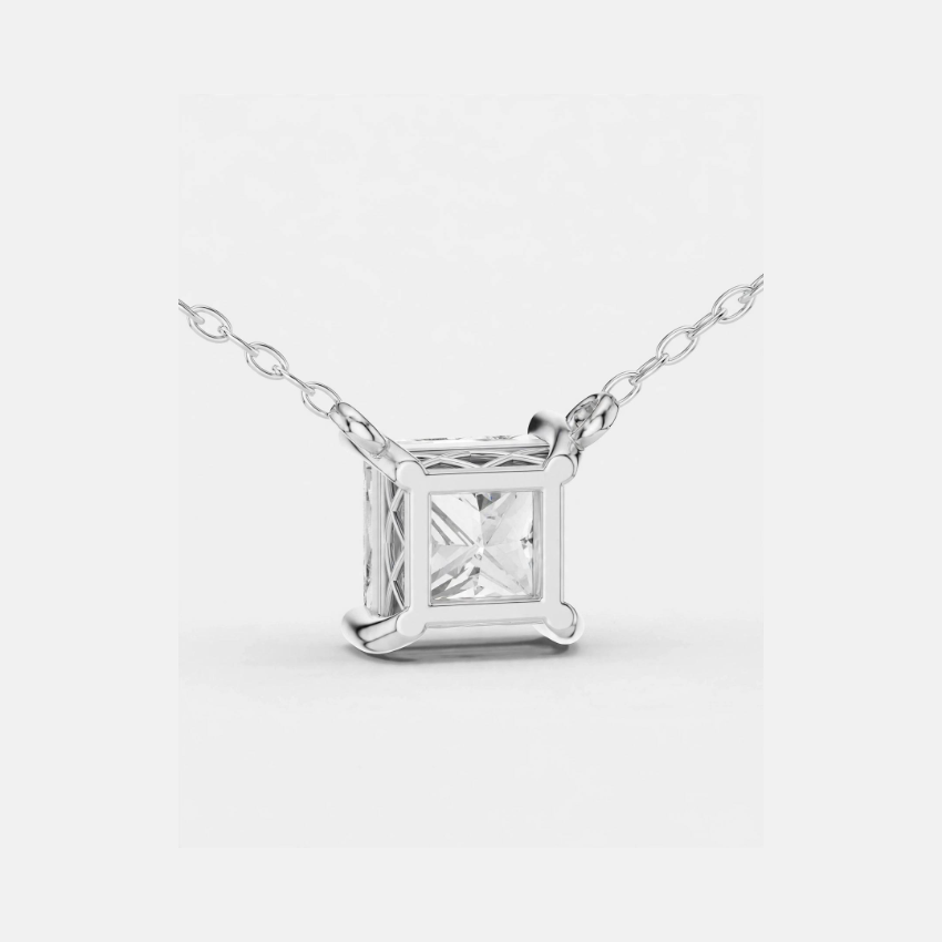 2.50 CT E Color VS1 Princess Cut Lab Diamond Pendant Necklace in 18K Gold