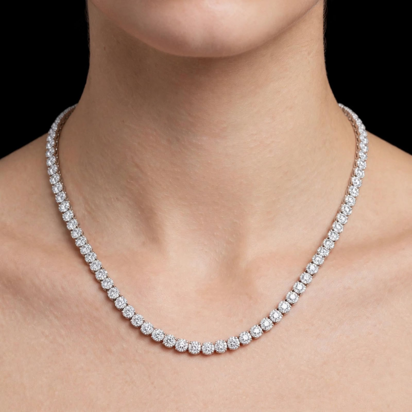 Mirano Jewels TCW 32.40CT Classic Lab Diamond Diamond Tennis Necklace In 14K Gold