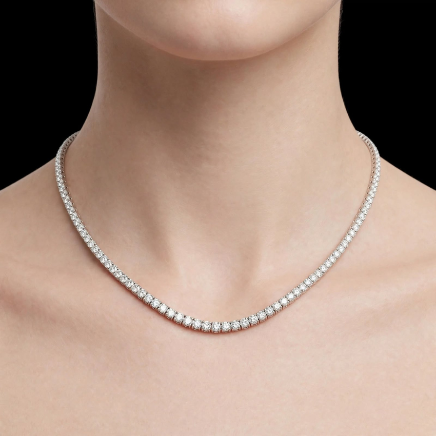 Mirano Jewels TCW 25.00CT Lab Diamond Studded Necklace with Elegant 14K Gold