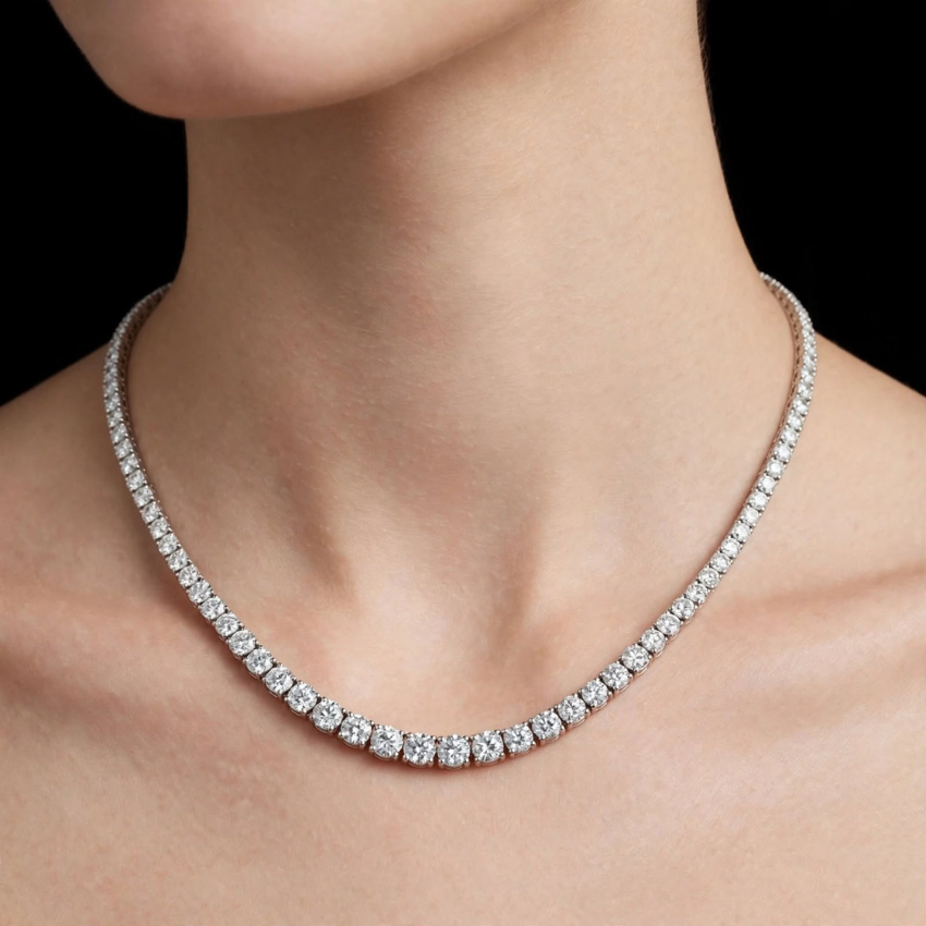 Mirano Jewels TCW 14.00CT Brilliant Lab Diamond Tennis Necklace in 14K Gold