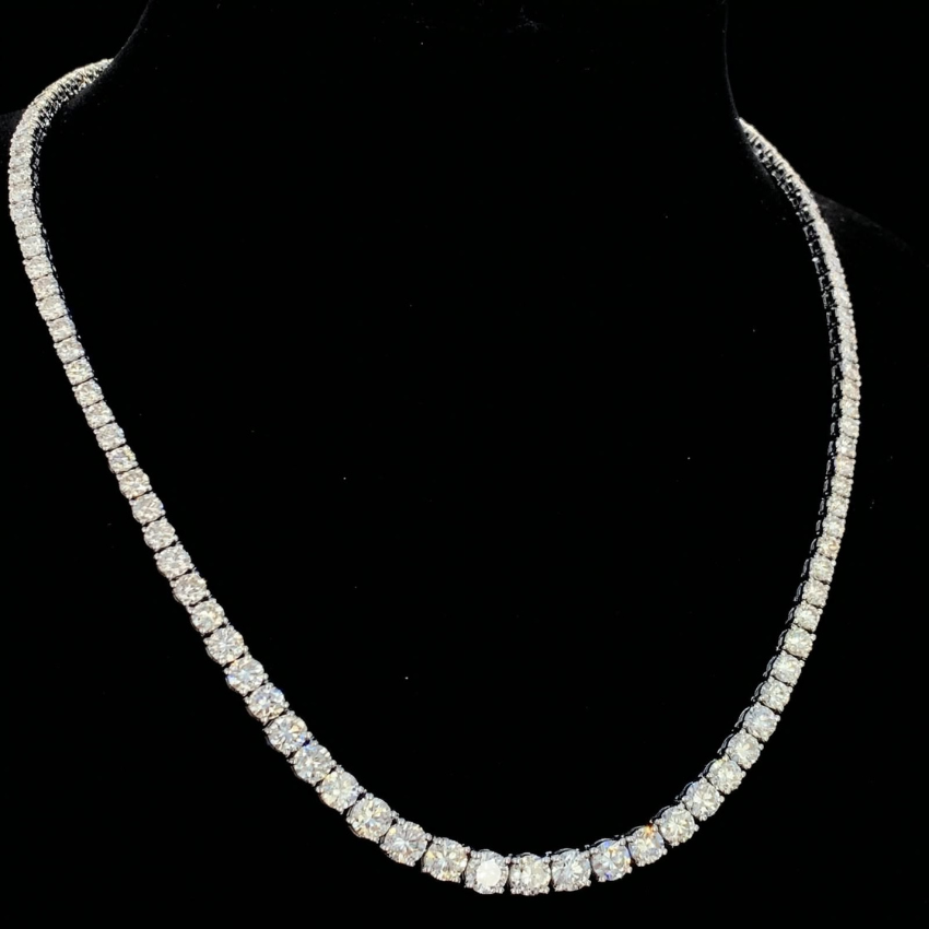Mirano Jewels TCW 14.00CT Brilliant Lab Diamond Tennis Necklace in 14K Gold