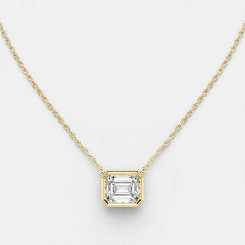 2.50 CT E Color VS2 Emerald Cut Lab Grown Diamond Pendant Necklace in 14K Gold