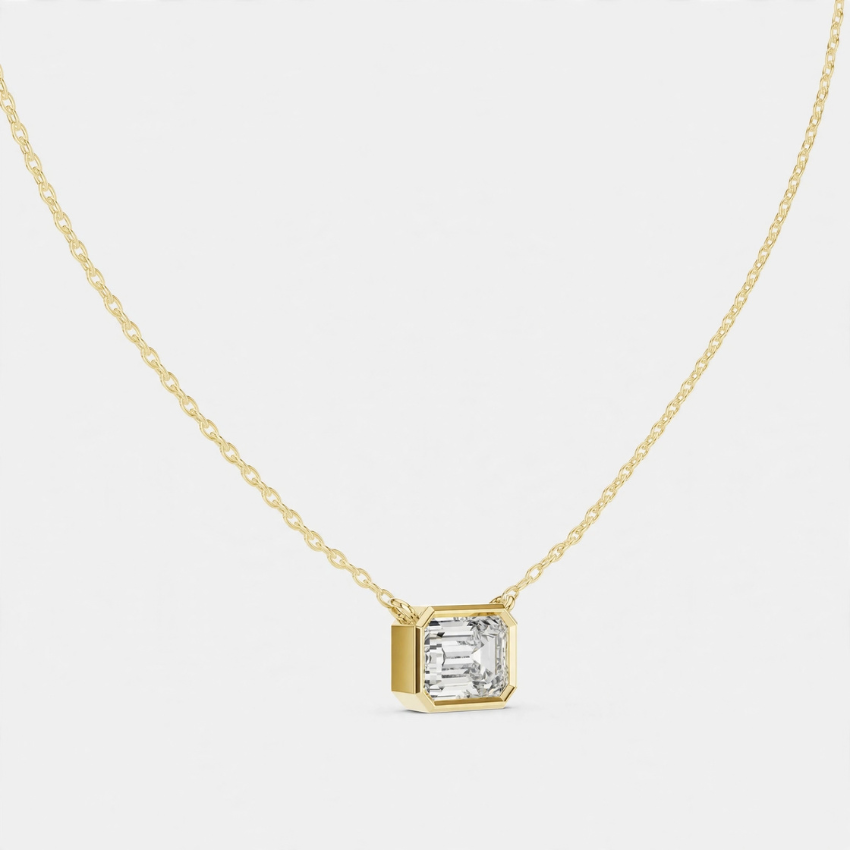 2.50 CT E Color VS2 Emerald Cut Lab Grown Diamond Pendant Necklace in 14K Gold