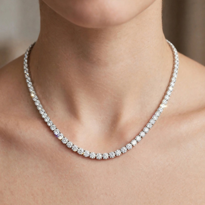 Mirano Jewels TCW 58.80CT Premium Lab Diamond Tennis Necklace with Brilliant Sparkle