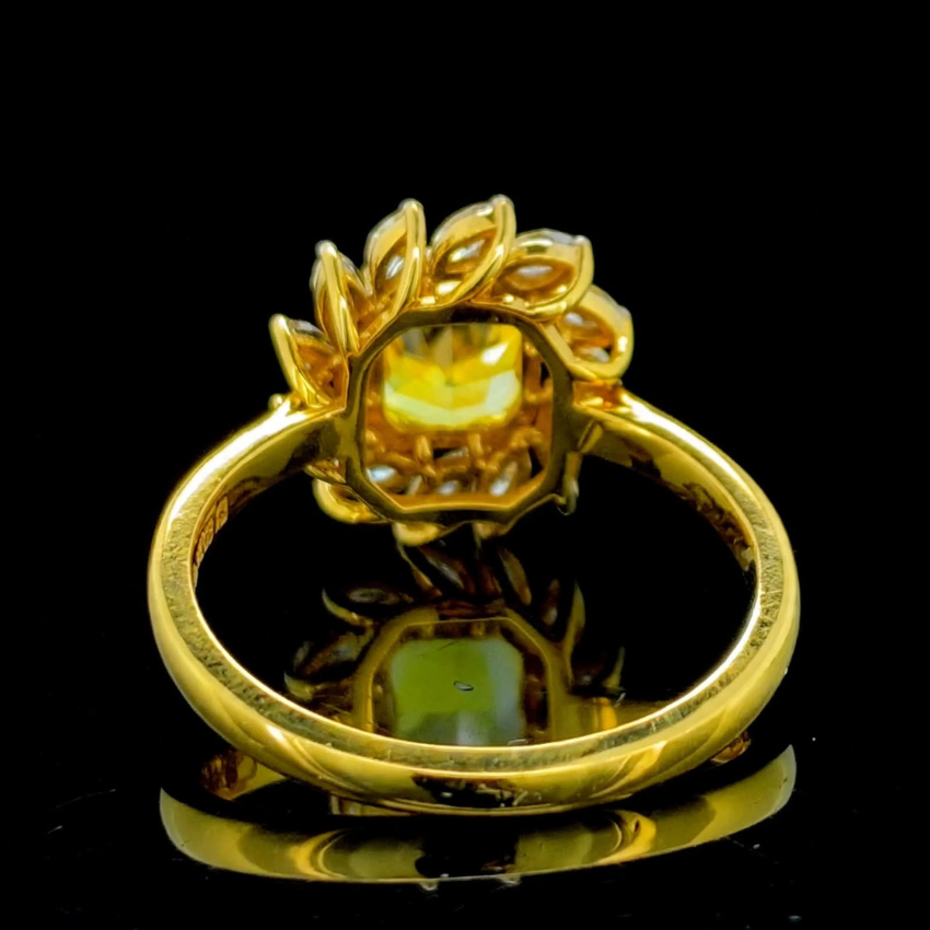 Mirano Jewels TCW 2.72CT Fancy Vivid Yellow Diamond Halo Floral Ring 14K Gold