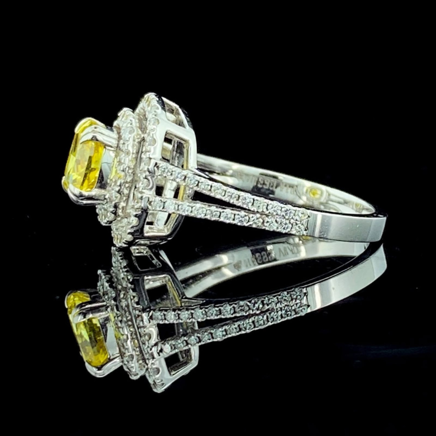 Mirano Jewels TCW 1.76 Carat Fancy Vivid Yellow Diamond Ring in 14K Gold