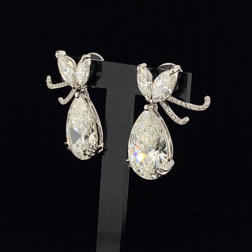 Mirano Jewels TCW 19.77 Carat DEF VVS-VS Lab Grown Diamond Drop Earrings in 14K Gold