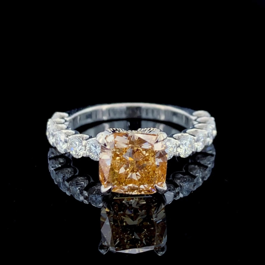 Mirano Jewels TCW 4.74CT Fancy Vivid Pink Lab Diamond Ring in 14K Gold
