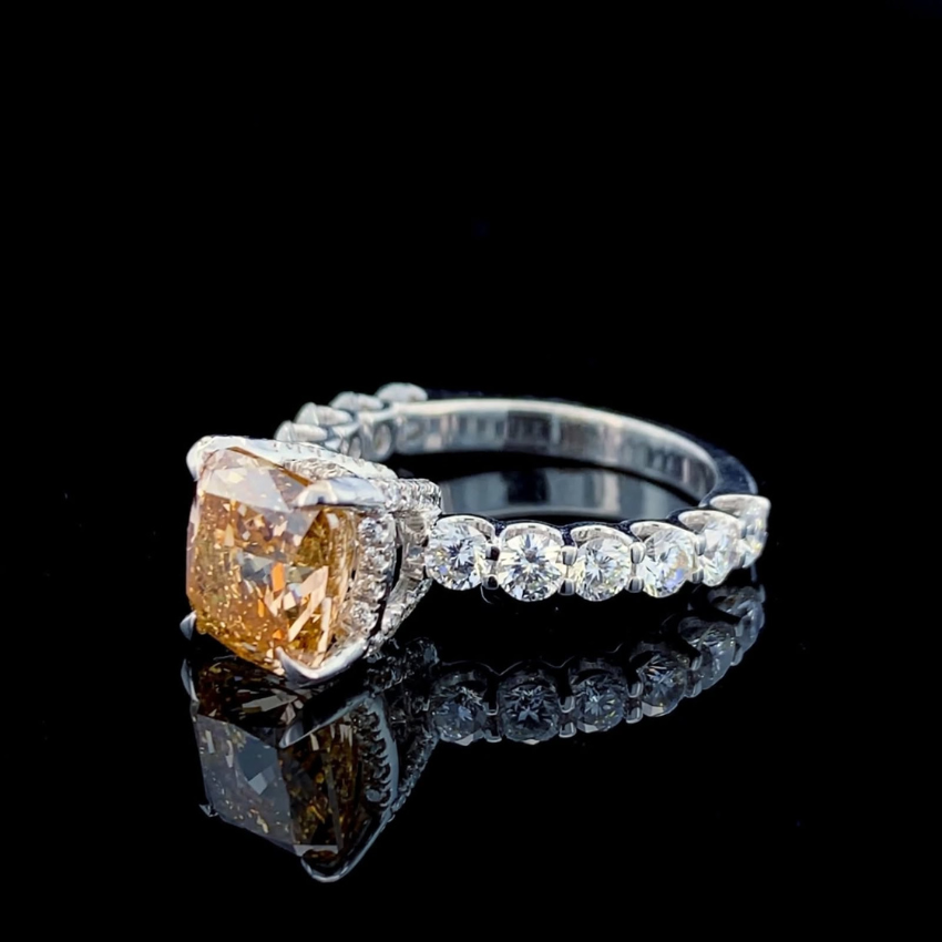 Mirano Jewels TCW 4.74CT Fancy Vivid Pink Lab Diamond Ring in 14K Gold