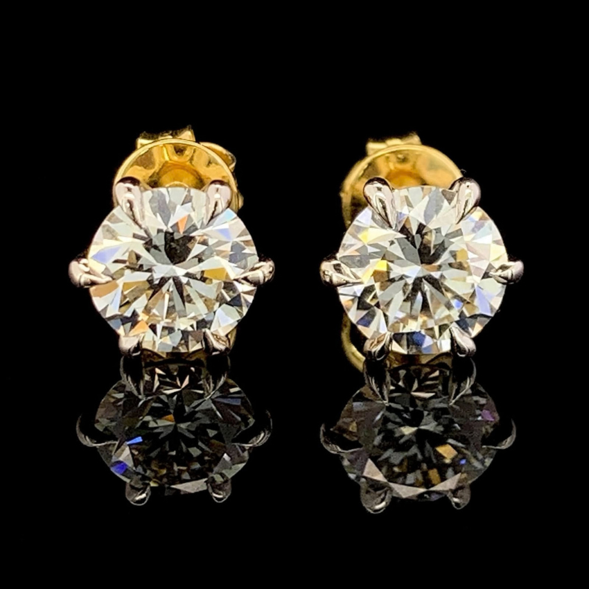 Mirano Jewels 2 CT+2 CT Each D VS1 Lab Grown Diamond Stud Earrings in 18K Gold IGI Certified