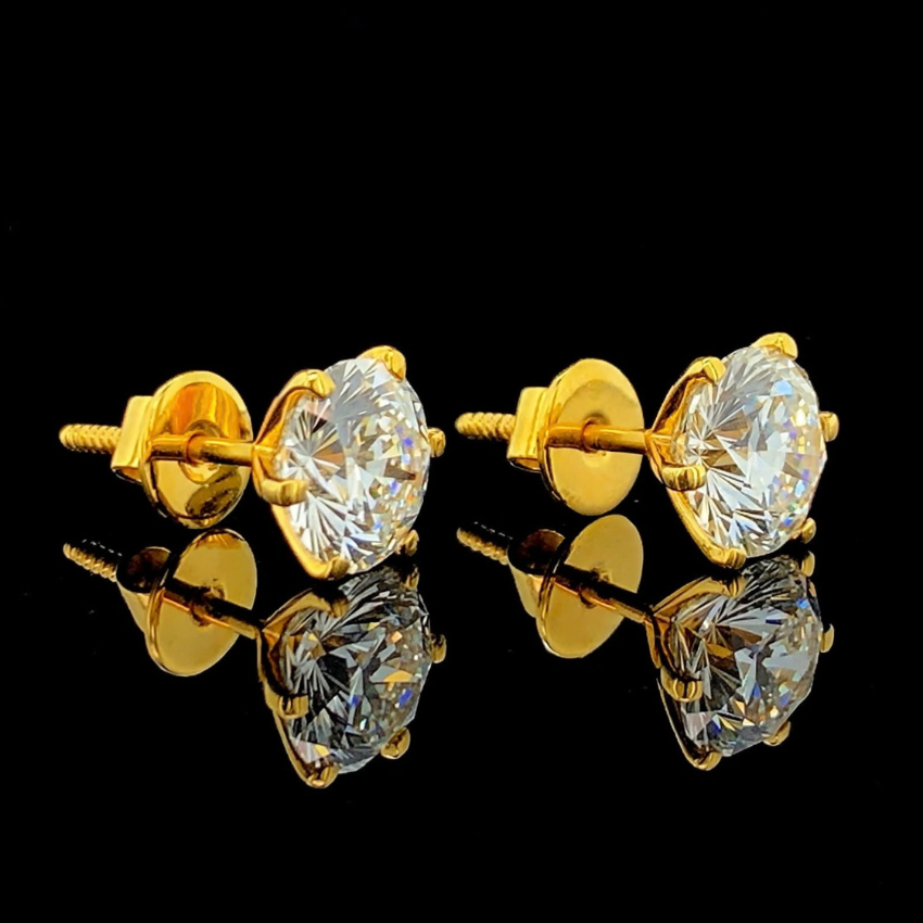 Mirano Jewels D VS1 Lab Diamond Stud Earrings 4CT+4CT Each in 18K Gold IGI Certified