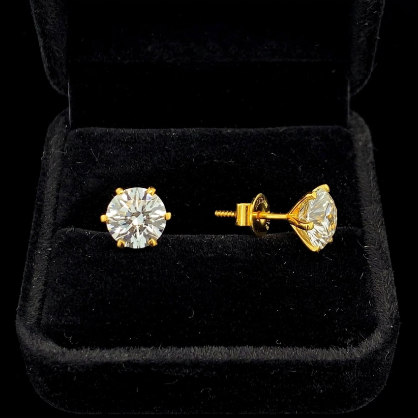 Mirano Jewels D VS1 Lab Diamond Stud Earrings 4CT+4CT Each in 18K Gold IGI Certified