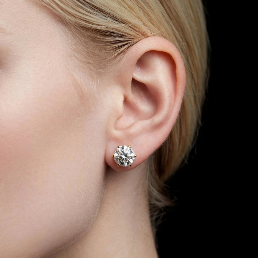 Mirano Jewels D VS1 Lab Diamond Stud Earrings 4CT+4CT Each in 18K Gold IGI Certified