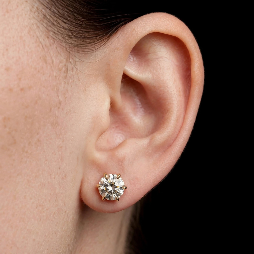 Mirano Jewels 2 CT+2 CT Each D VS1 Lab Grown Diamond Stud Earrings in 18K Gold IGI Certified