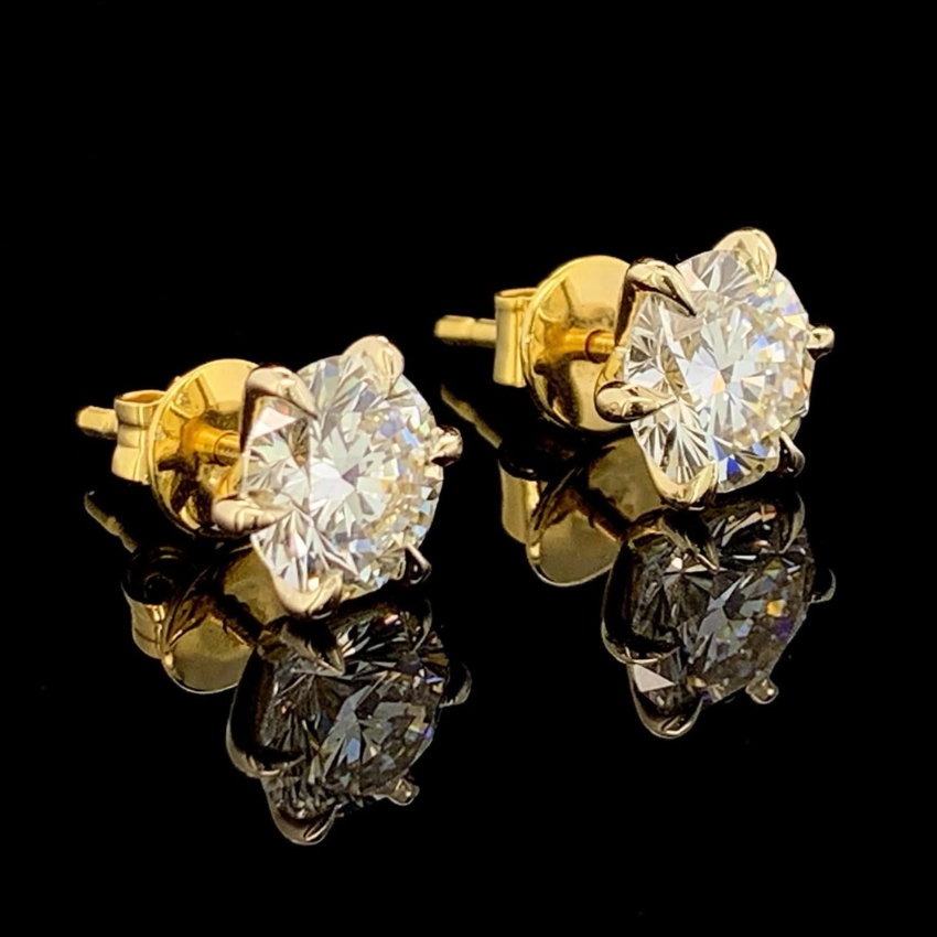 Mirano Jewels 2 CT+2 CT Each D VS1 Lab Grown Diamond Stud Earrings in 18K Gold IGI Certified
