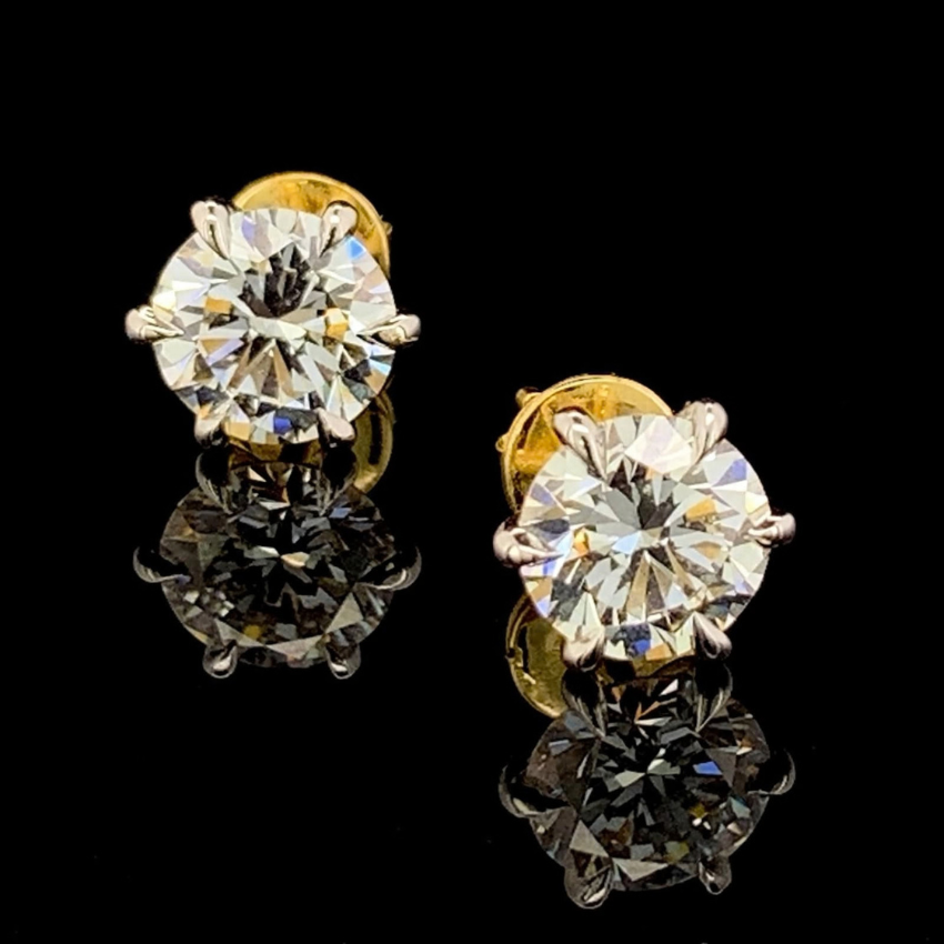 Mirano Jewels 2 CT+2 CT Each D VS1 Lab Grown Diamond Stud Earrings in 18K Gold IGI Certified