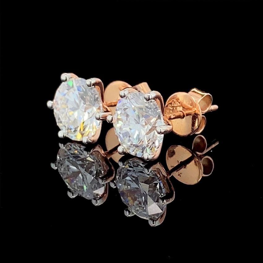 Mirano Jewels Luxury 5CT+5CT D VS1 Lab Grown Diamond Stud Earrings in 18K Gold IGI Certified