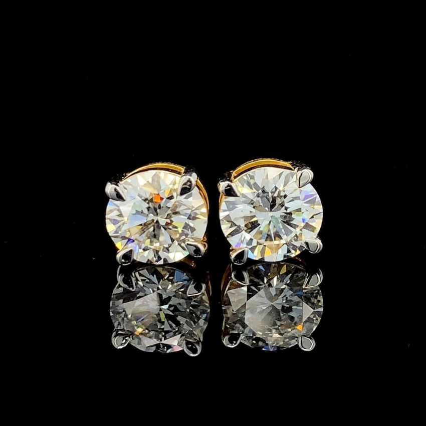 Mirano Jewels 5CT Each Lab Grown Diamond Stud Earrings D Color VS1 Clarity 18K Gold IGI Certified