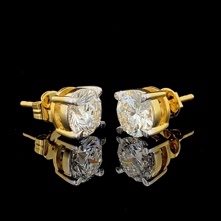 Mirano Jewels 5CT Each Lab Grown Diamond Stud Earrings D Color VS1 Clarity 18K Gold IGI Certified