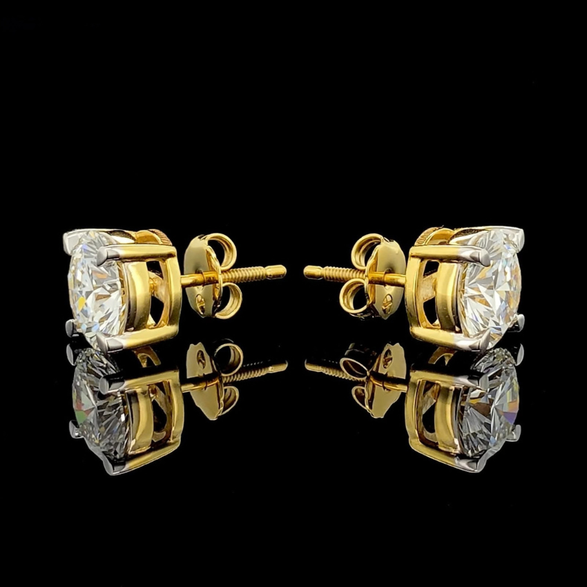 Mirano Jewels 5CT Each Lab Grown Diamond Stud Earrings D Color VS1 Clarity 18K Gold IGI Certified