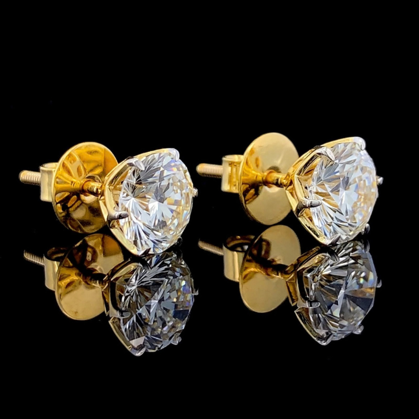 Mirano Jewels D VS1 Lab Diamond Stud Earrings 3CT+3CT Each in 18K Gold IGI Certified