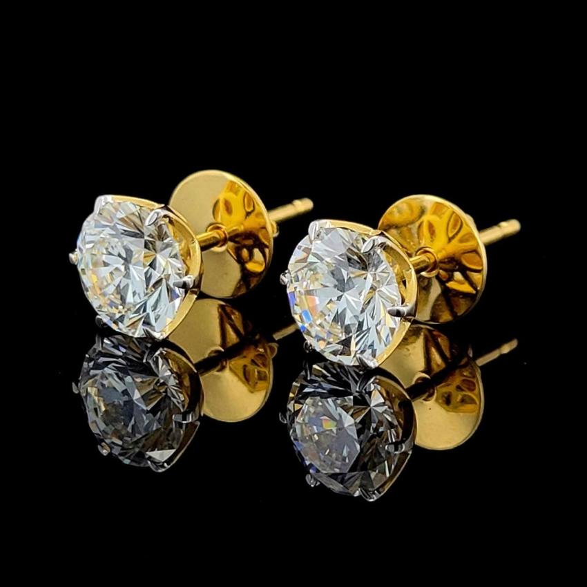 Mirano Jewels D VS1 Lab Diamond Stud Earrings 3CT+3CT Each in 18K Gold IGI Certified