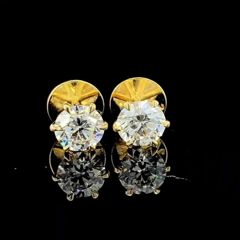 Mirano Jewels 1CT+1CT Each D VS1 Lab Grown Diamond Stud Earrings in 18K Gold IGI Certified