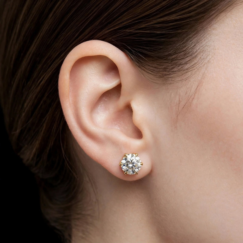 Mirano Jewels 1CT+1CT Each D VS1 Lab Grown Diamond Stud Earrings in 18K Gold IGI Certified