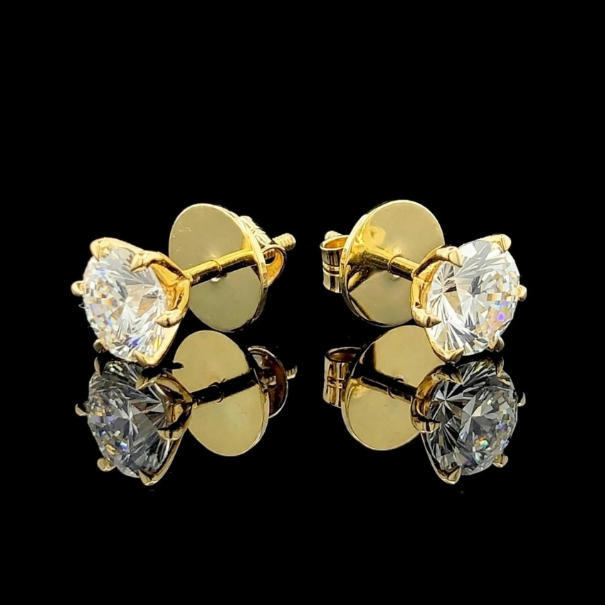 Mirano Jewels 1CT+1CT Each D VS1 Lab Grown Diamond Stud Earrings in 18K Gold IGI Certified