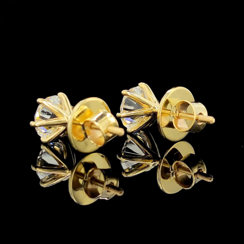Mirano Jewels 1CT+1CT Each D VS1 Lab Grown Diamond Stud Earrings in 18K Gold IGI Certified