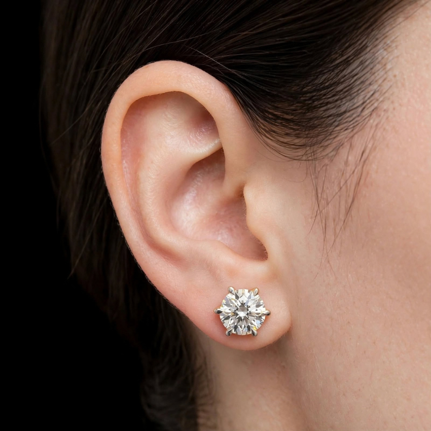 Mirano Jewels Premium 4CT Each D VS1 Lab Grown Diamond Stud Earrings 18K Gold IGI Certified