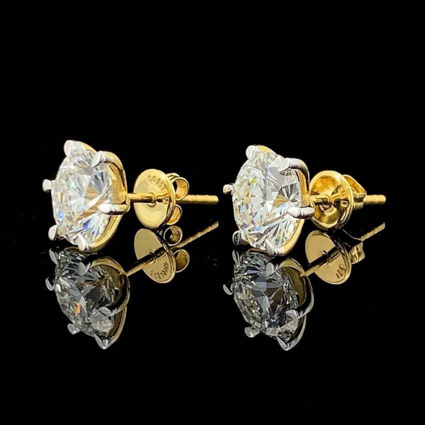 Mirano Jewels Premium 4CT Each D VS1 Lab Grown Diamond Stud Earrings 18K Gold IGI Certified