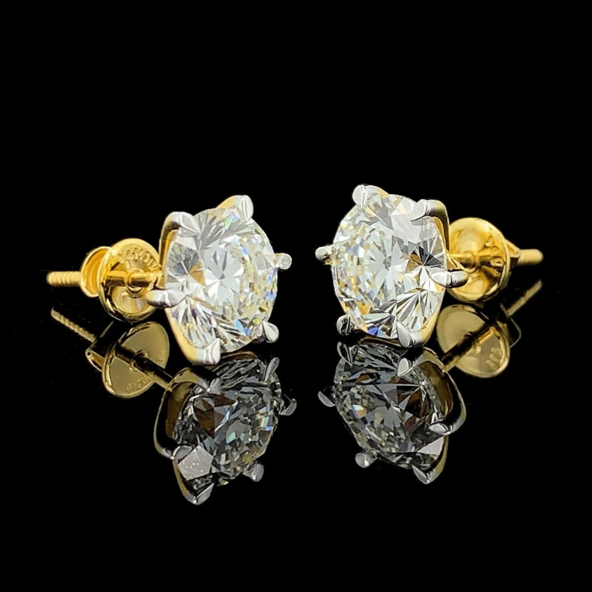 Mirano Jewels Premium 4CT Each D VS1 Lab Grown Diamond Stud Earrings 18K Gold IGI Certified
