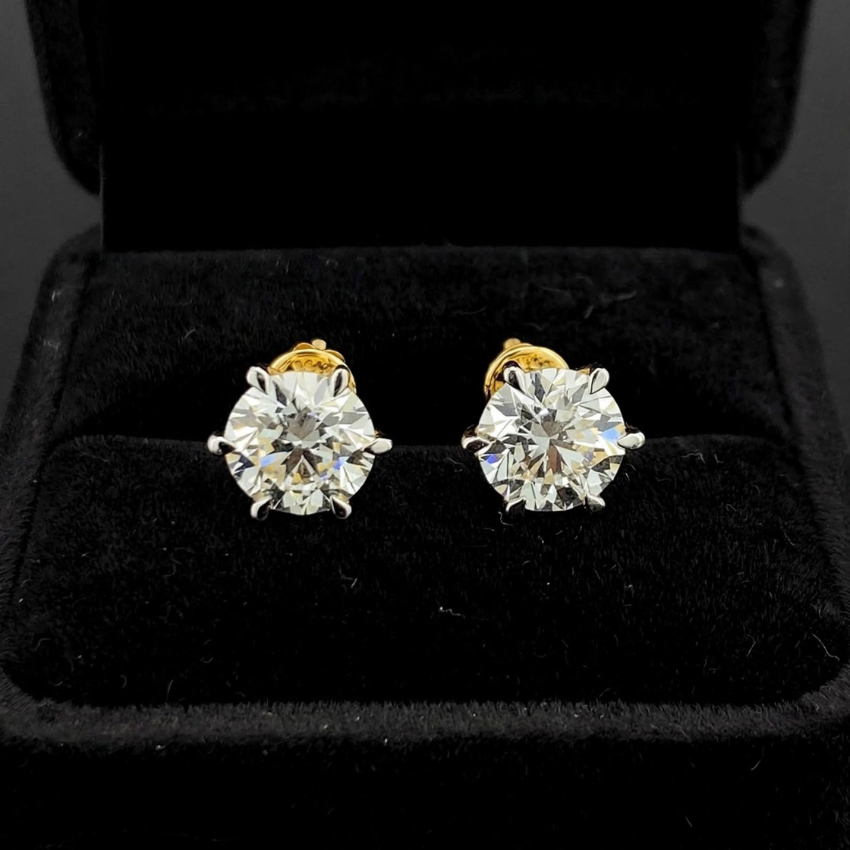 Mirano Jewels Premium 4CT Each D VS1 Lab Grown Diamond Stud Earrings 18K Gold IGI Certified