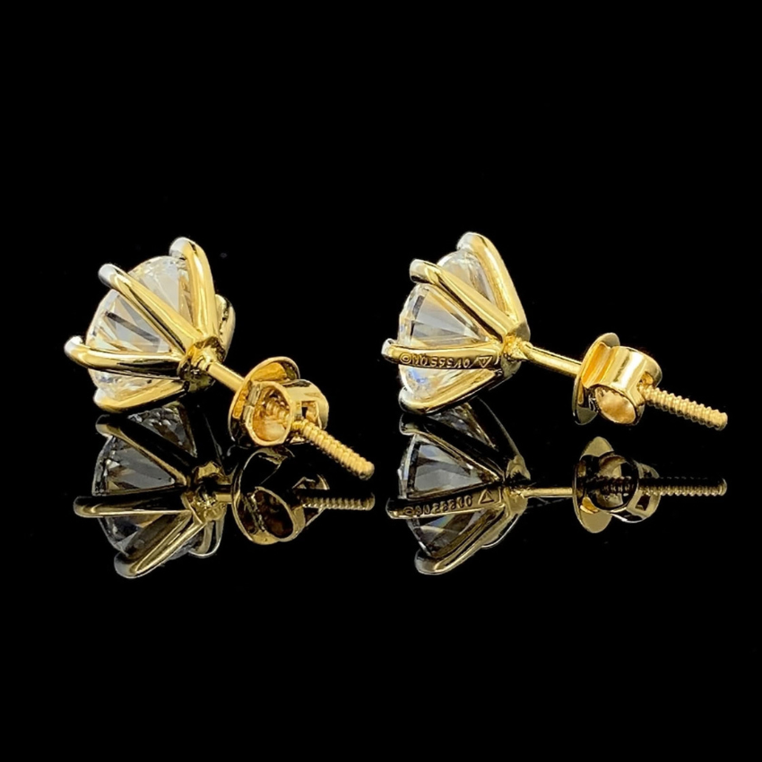Mirano Jewels Premium 4CT Each D VS1 Lab Grown Diamond Stud Earrings 18K Gold IGI Certified