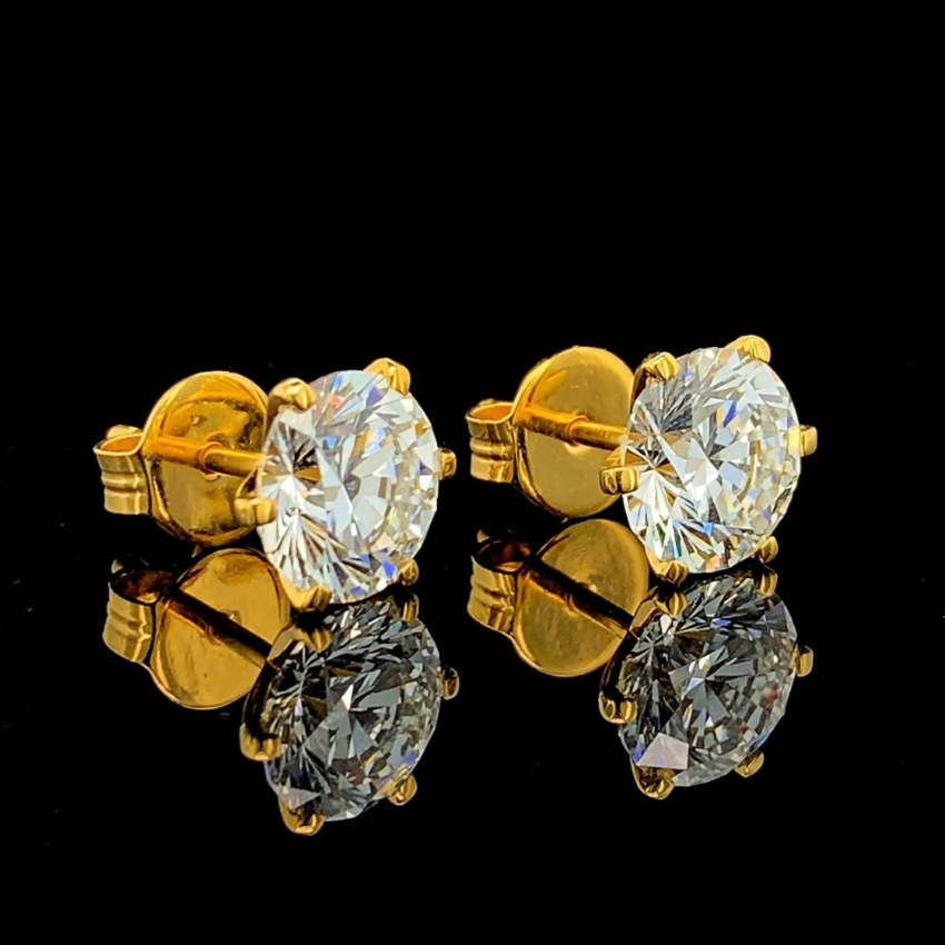 Mirano Jewels Luxury 2 CT Each D VS1 Lab Grown Diamond Stud Earrings in 18K Gold IGI Certified