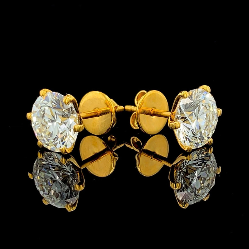 Mirano Jewels Luxury 2 CT Each D VS1 Lab Grown Diamond Stud Earrings in 18K Gold IGI Certified