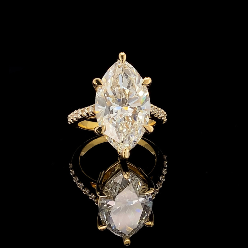 Mirano Jewels TCW 11.05CT Luxury Marquise Cut Lab Grown Diamond Ring in 14K Gold