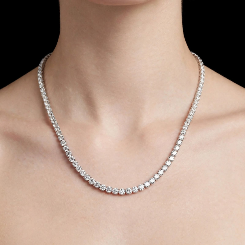 Mirano Jewels TCW 51.00 CT Luxury Lab Diamond Tennis Necklace 14K Gold