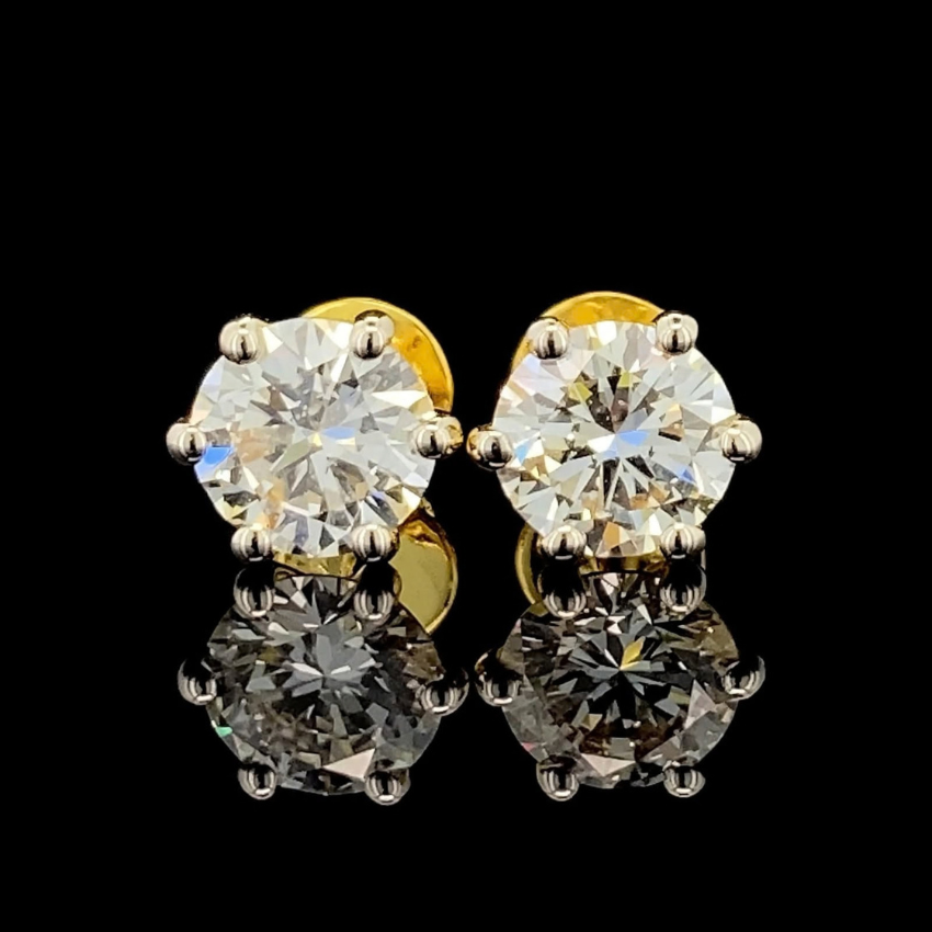 Mirano Jewels 1CT+ 1CT Each D VS1 Lab Diamond Solitaire Stud Earrings in 18K Gold IGI Certified
